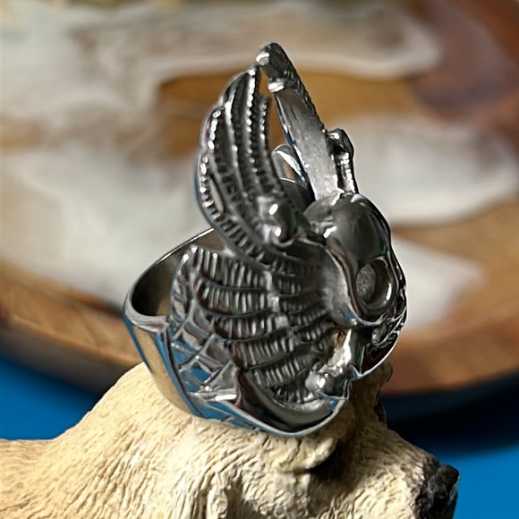 🖤Skull 💀 & Wing 🪽 Stainless Steel ring - Picture 6 of 17